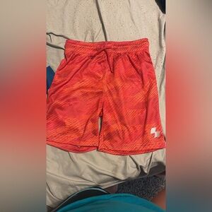 Red and blue shorts